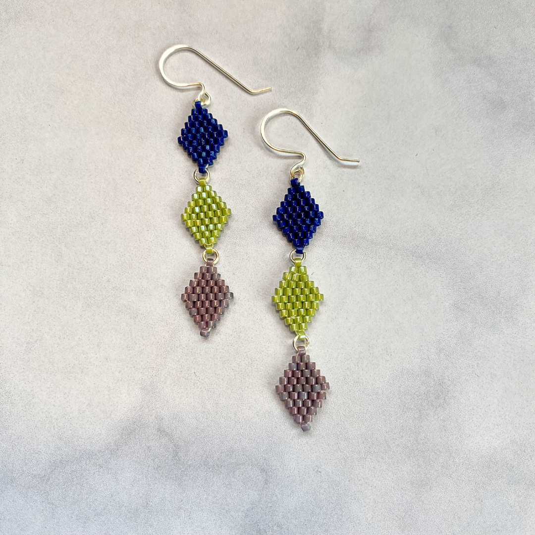 Small Diamond 3-drop Earrings