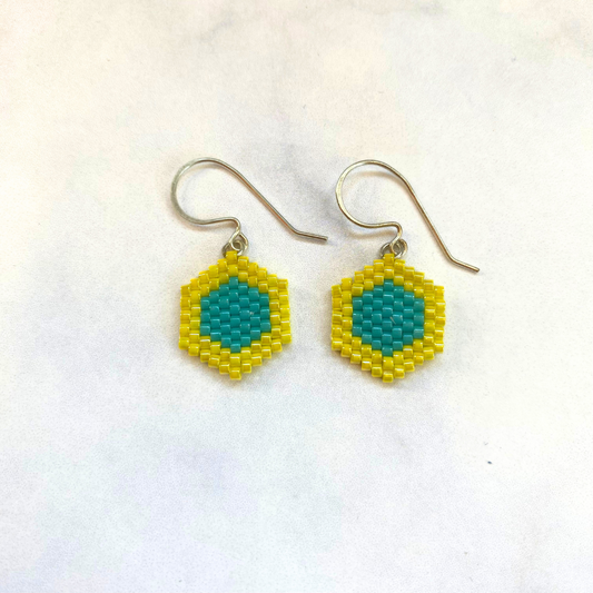 Yellow/Teal Sunshine Drop Earrings