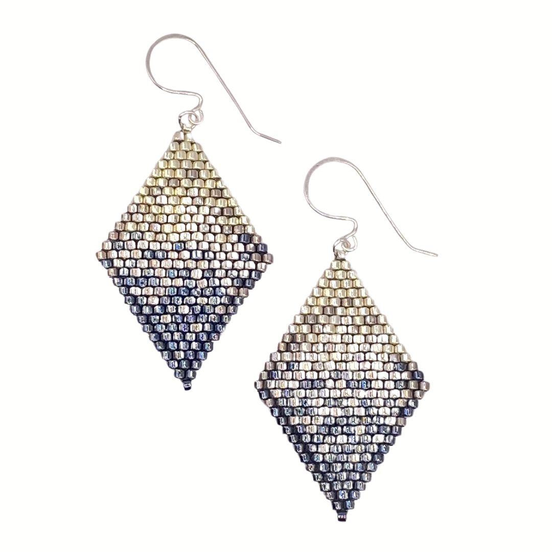 Silver Hombre Peyote Stitch Earrings