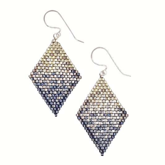 Silver Hombre Peyote Stitch Earrings