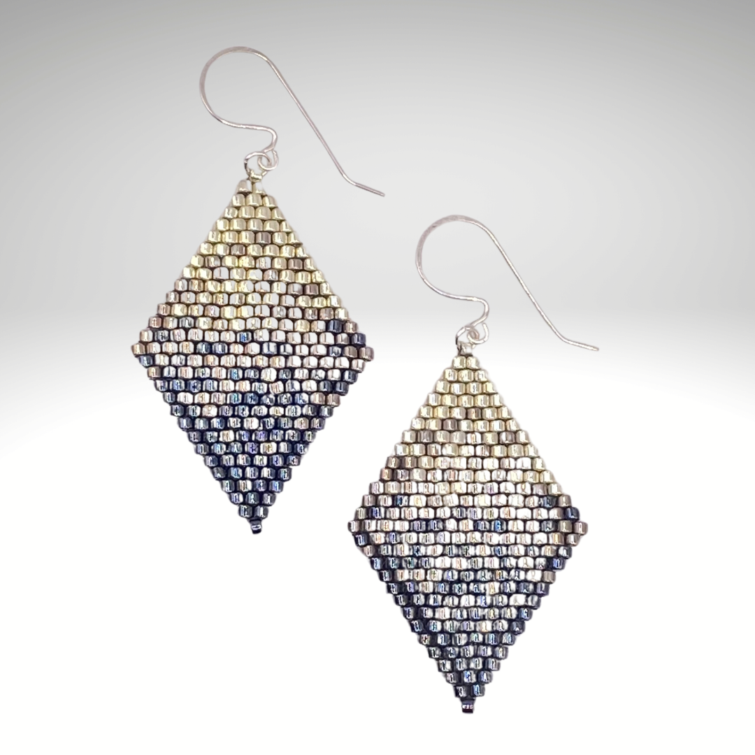 Silver Hombre Peyote Stitch Earrings