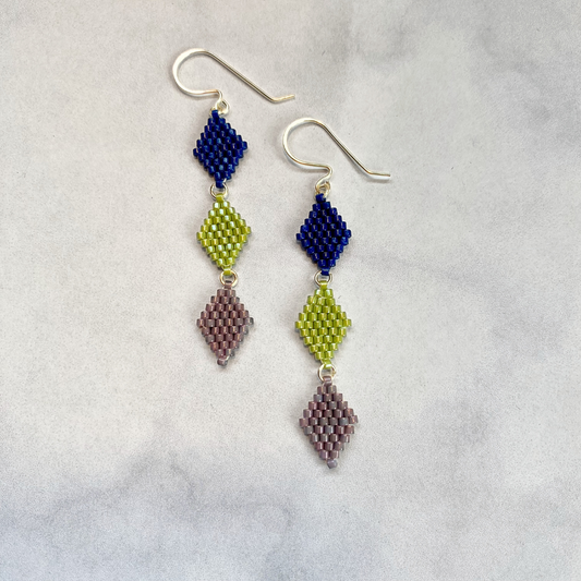 Small Diamond 3-drop Earrings