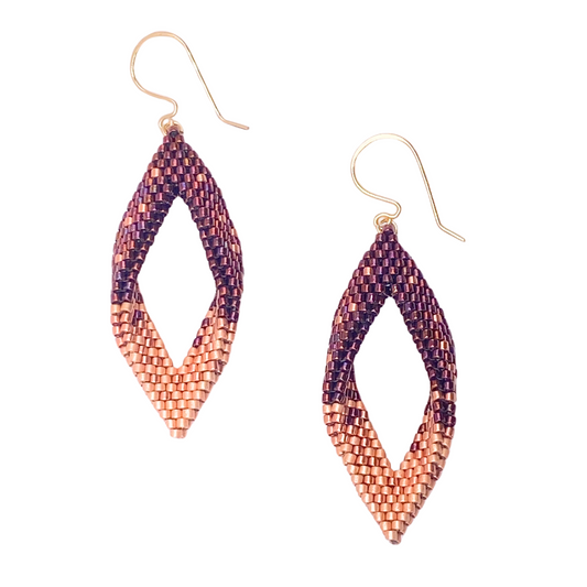 The Days of Wine and Roses - Hombre Wine/Champagne Folded Peyote Stitch Earrings